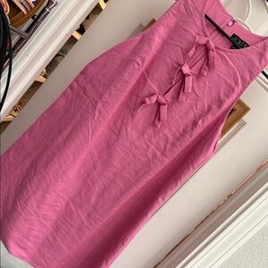 J. Crew linen blend Pink Bow Detail Mini Dress